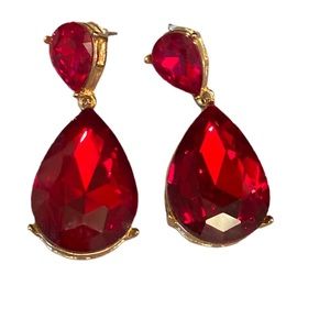 Ruby, red fashion drop earrings